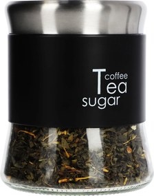 Kávé Tea Tartály Üveg Cukor Élelmiszer FEDÉLLEL750 ml Fekete