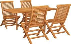 vidaXL 5 részes tömör tíkfa kerti étkezőgarnitúra