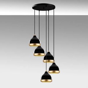 Zsinóros csillár YILDO 5xE27/40W/230V fekete/arany