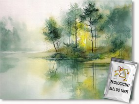 Fotótapéta Flizelina Tájkép Folyó Tó Erdő Fák Zöld 152,5x104 ragasztó