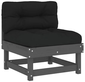 vidaXL szürke tömör fenyőfa középső kanapé párnákkal