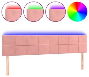 rózsaszín bársony LED-es fejtámla 160x5x78/88 cm