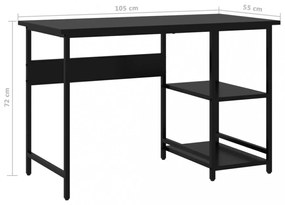 fekete MDF és fém számítógépasztal 105 x 55 x 72 cm