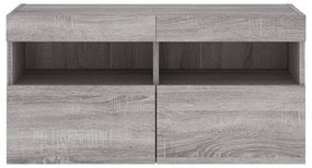 szürke sonoma színű fali TV-szekrény LED-del 80 x 30 x 40 cm
