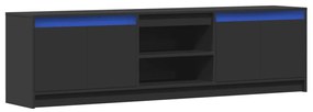 fekete szerelt fa TV-szekrény LED-ekkel 180 x 34 x 50 cm
