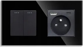 Lépcsőbillentyű Kapcsoló 2K Üveg Aljzat Usb-c Klasszikus Kapcsoló