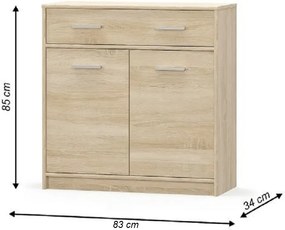 Komód 2D1S, tölgy sonoma, TEYO