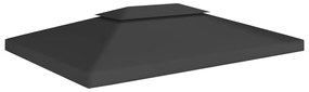 fekete kétszintes pavilon-tetőponyva 310 g/m² 4 x 3 m