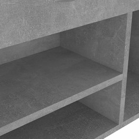 betonszürke szerelt fa cipőtároló pad párnával 104 x 30 x 49 cm