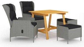 vidaXL 5 részes világosszürke kerti étkezőgarnitúra