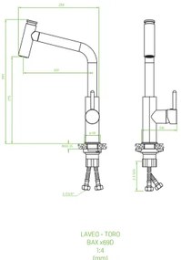 Laveo Toro, álló konyhai csaptelep h-390, króm, LAV-BAX_069D