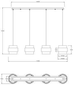 Globo 15560-4H - MILEY 4xE27/60W függeszték, fekete/antik réz