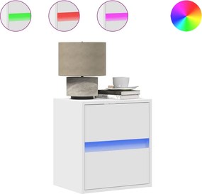 vidaXL 2 db fehér falra szerelhető éjjeliszekrény LED-világítással