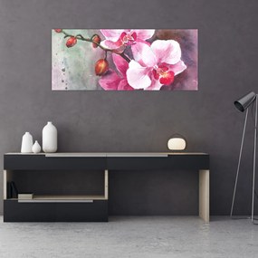 Kép - Orchideák, akvarell (120x50 cm)