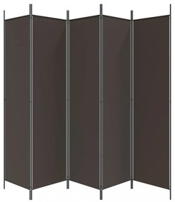5 paneles barna szövet paraván 250x200 cm