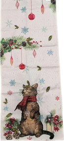 KarĂĄcsonyi abrosz asztalra 40 x 240cm macskĂĄval