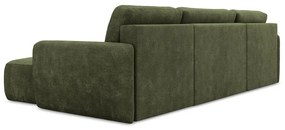 Zöld zsenília kinyitható-tárolóhelyes sarokkanapé (U alakú) Lilo – Makamii