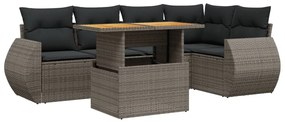 6 részes szürke polyrattan kerti ülőgarnitúra párnákkal