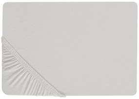 Világosszürke pamut gumis lepedő 160 x 200 cm JANBU Beliani