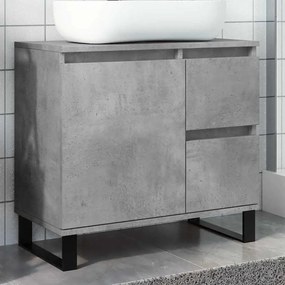 Betonszürke szerelt fa fürdőszobai mosdószekrény 65x33x60 cm