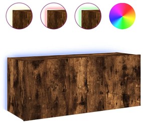 vidaXL füstös tölgy színű fali TV-szekrény LED-ekkel 100 x 35 x 41 cm