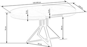 Mercy bővíthető étkezőasztal – arany tölgy / fekete 120 – 160 cm