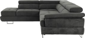 Ülőgarnitúra tárolóhellyel, szürke, szövet, balos, BUTON R