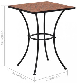 terrakotta mozaikos bisztróasztal 60 cm