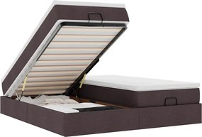 vidaXL Ottomán ágykeret matracokkal Sötétbarna 200x200cm szövet