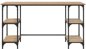 vidaXL Asztal polcokkal Artisan tölgy 140 x 50 x 75 cm Faanyag