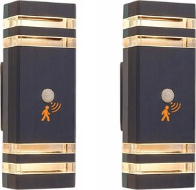 Celavy kültéri Led fali lámpa mozgásérzékelővel IP65 GU10 antracit 2 db