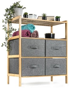 G21 Bambusz polc kosarakkal, 3 polc, szürke, 3 emelet