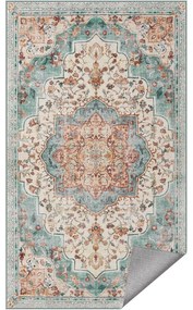 Vintage stílusú, gépben mosható szőnyeg 92 x 153, aqua blue