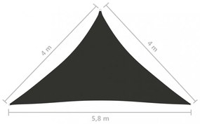 antracitszürke háromszögű oxford-szövet napvitorla 4x4x5,8 m