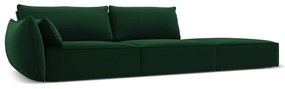 Sötétzöld bársony kanapé, bal oldali 264 cm Vanda – Mazzini Sofas