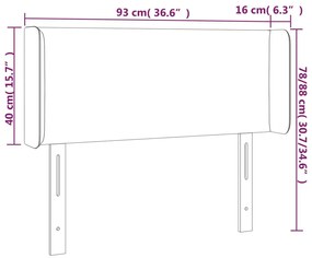 fekete szövet LED-es fejtámla 93 x 16 x 78/88 cm