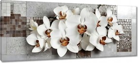 Vászonkép 100x40 Fehér orchideák és mozaik