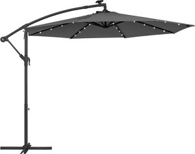 Kerti napernyő napenergiával működő led lámpákka, szürke