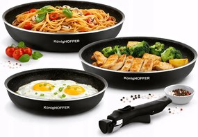 Modern 3 db-os serpenyő szett levehető nyéllel 20/24/28cm Márvány Gáz