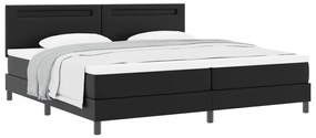 fekete boxspring ágy matraccal, 200 x 200 cm, műbőr