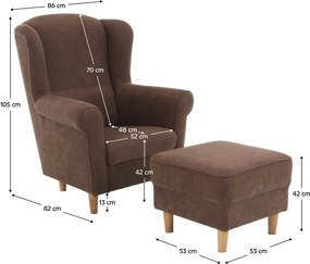 Fotel + puff, barna, ASTRID