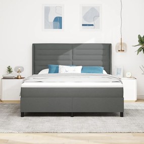 Boxspring Ágy Matracra Sötétszürke 180x200 cm Szövet