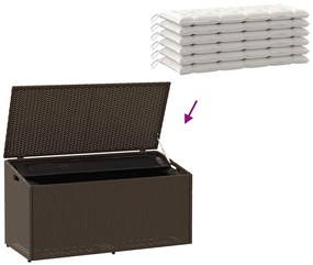 barna polyrattan kerti tárolóláda 110x50x58 cm