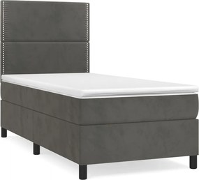 vidaXL sötétszürke bársony rugós ágy matraccal 80 x 200 cm