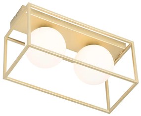 Design mennyezeti lámpa arany fehér üveggel 2 lámpás - Aniek