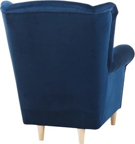 Füles fotel puffal, szövet kék, ASTRID