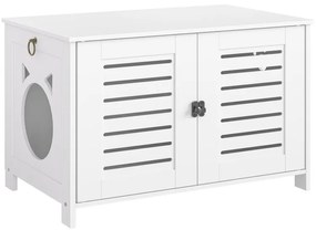 Stílusos fehér cicaház/alomdoboz