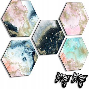 5 db Kép Nappaliba Falra Lézervágott Kép Szett Modern Arany