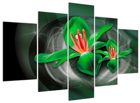 Modern kép - zöld virágok (150x105 cm)