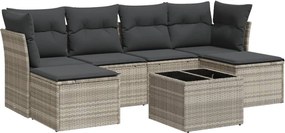 vidaXL 7 részes világosszürke polyrattan kerti ülőgarnitúra párnákkal